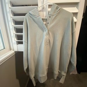 Aerie Ribbed Quarter Button Up Hoodie